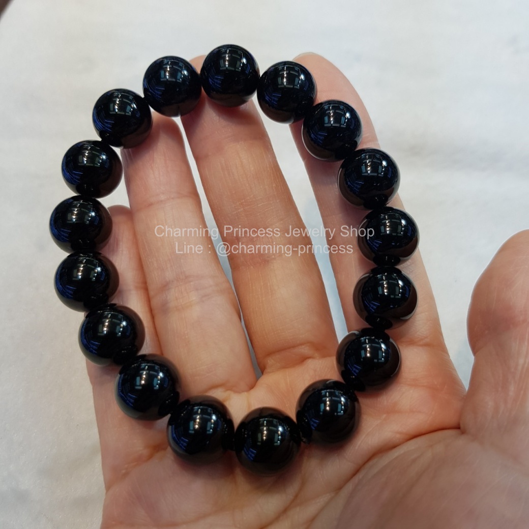 แบล็กทัวร์มาลีน Black Tourmaline 12 มม โดดเด่นการด้านการปกป้องคุ้มครอง และกำจัดพลังงานลบออกไป