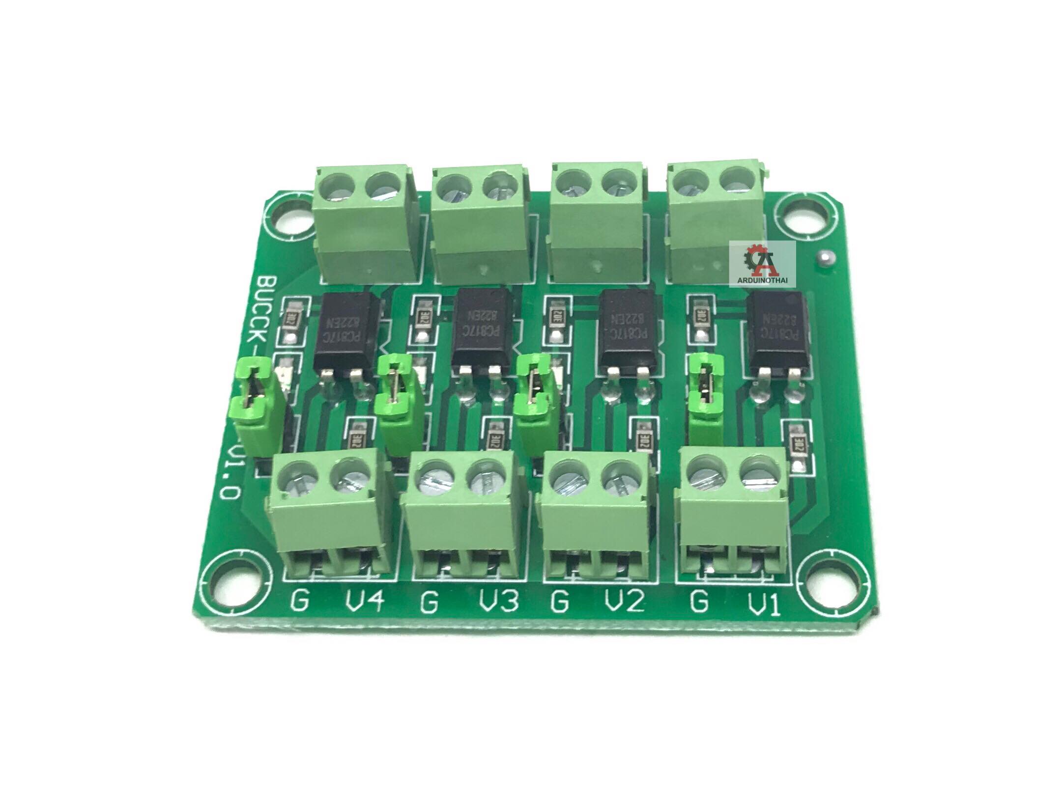 โมดูลควบคุมแบบแยกกราวด์ Isolation แบบ 4 ช่อง PC817 4-Channel Optocoupler Isolation Voltage Converter Module สต็อกไทยส่งไว