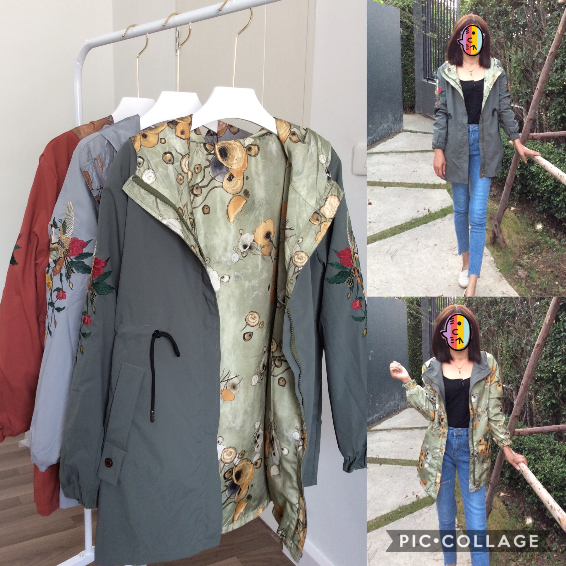 เสื้อคลุม แจ็คเก็ตมีฮู้ด ใส่ได้2หน้า ผ้าดีมากเว่อร์