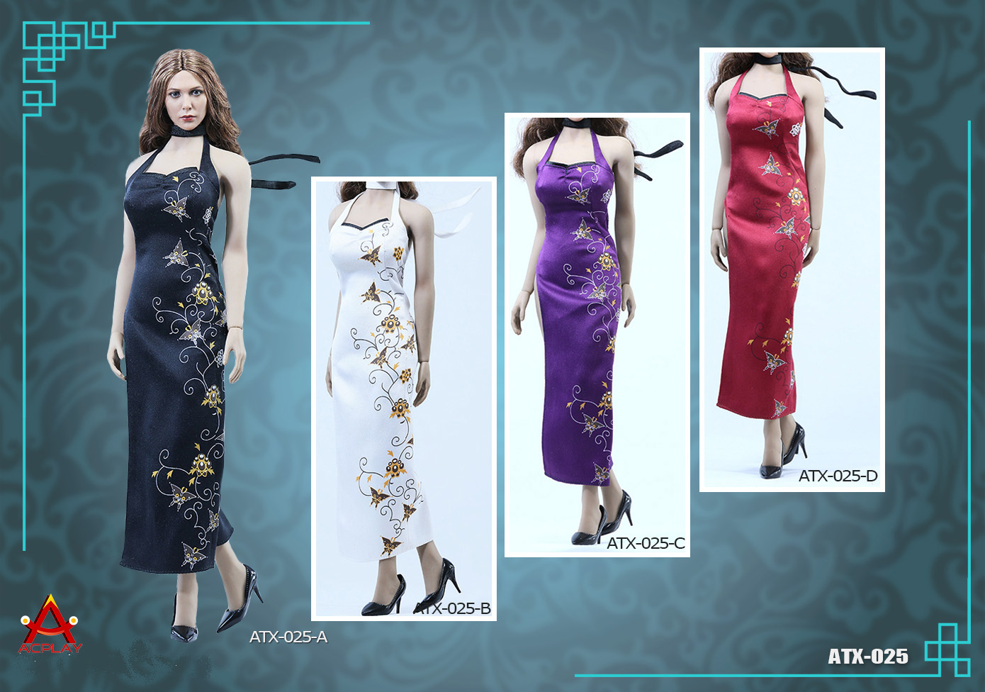 ACPLAY ATX025A-C high open cheongsam dress set