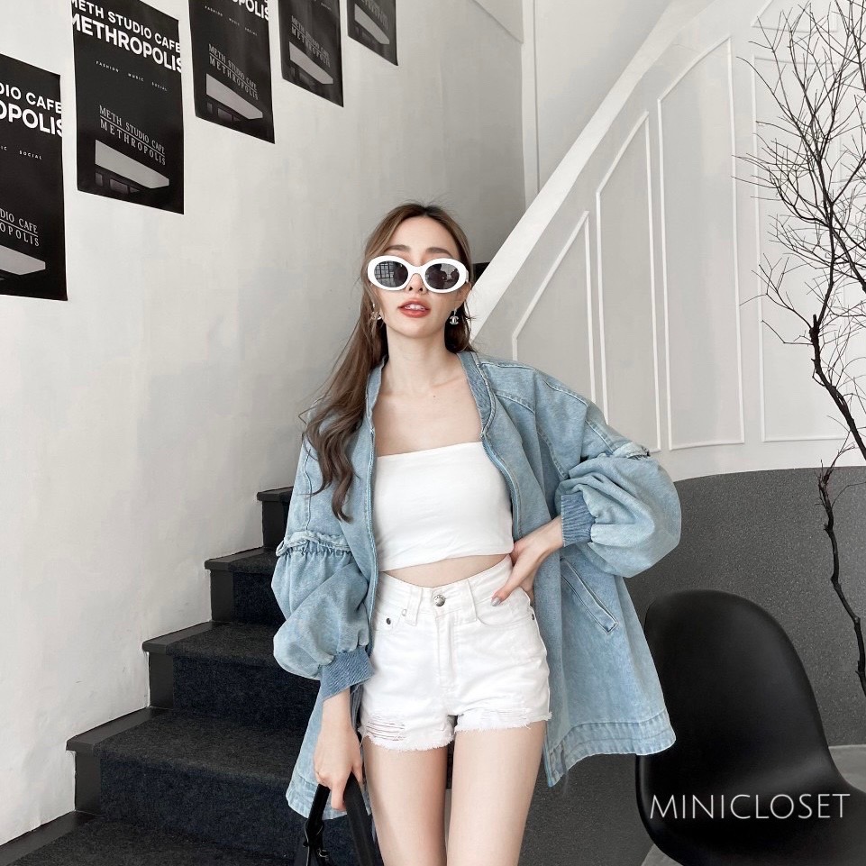 เสื้อคลุมยีนส์น่ารักสไตล์เกาหลี เสื้อคลุมโอเวอร์ไซส์