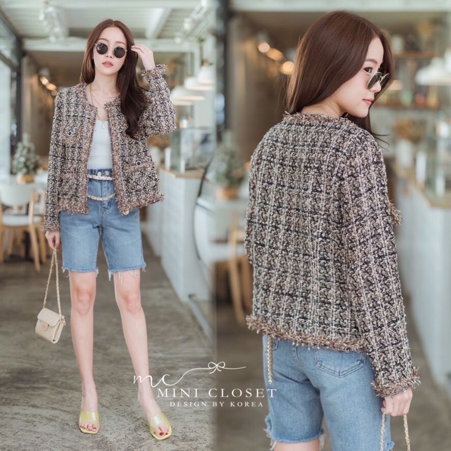 เสื้อคลุมผ้าทวีตสไตล์เกาหลี