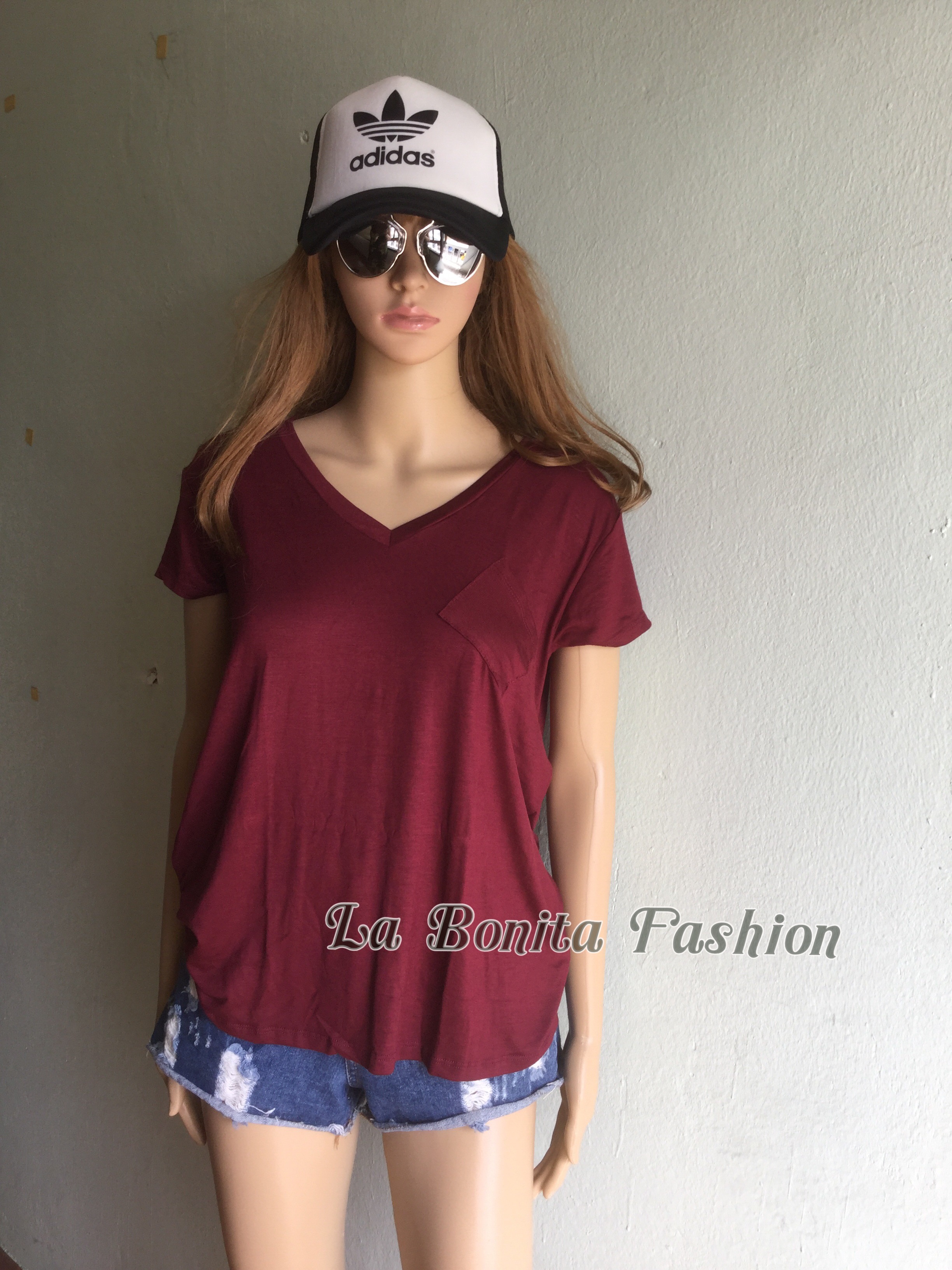 New!!!! พร้อมส่งเสื้อยืดคอวีมีกระเป๋า แบรนด์Zara ผ้ายืดSpandex ผ้าเนื้อดีมีน้ำหนัก ใส่สบายค่ะ