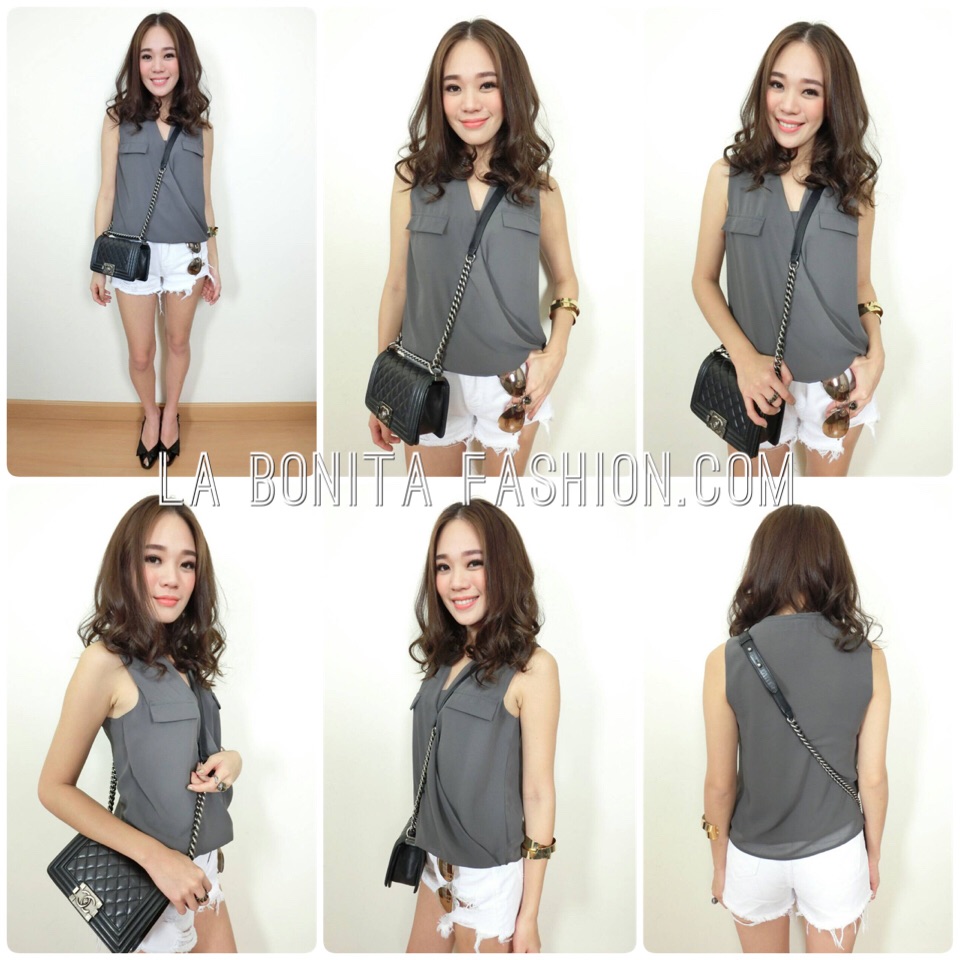 Crossing Gem Blouse (ONLY @Naked Studio) เสื้อแขนกุดทรงผ้าถ่วงหน้า ทรงสวย เรียบหรูค่ะ