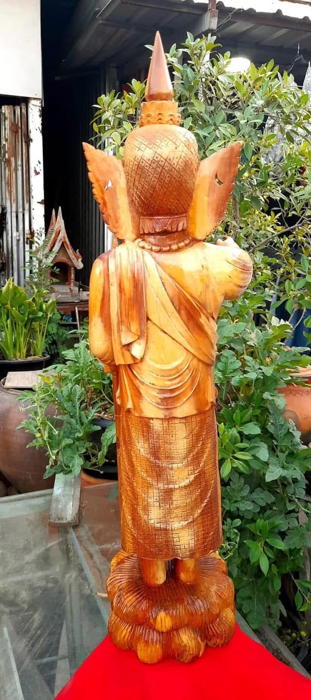 เทพทันใจ ไม้สักทองแกะสลัก สูง23นิ้ว โบ้โบ้จี้