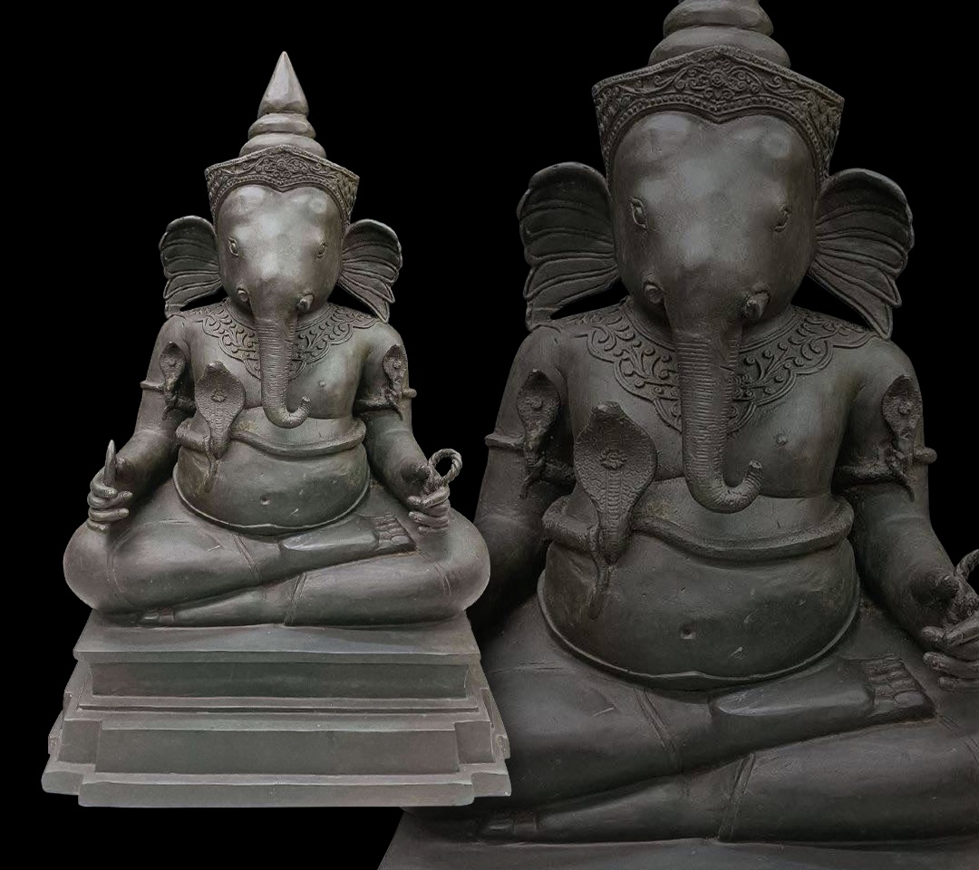 พระพิฆเนศทองเหลืองรมดำ องค์ใหญ่ หน้าตัก16นิ้ว สูง24นิ้ว
