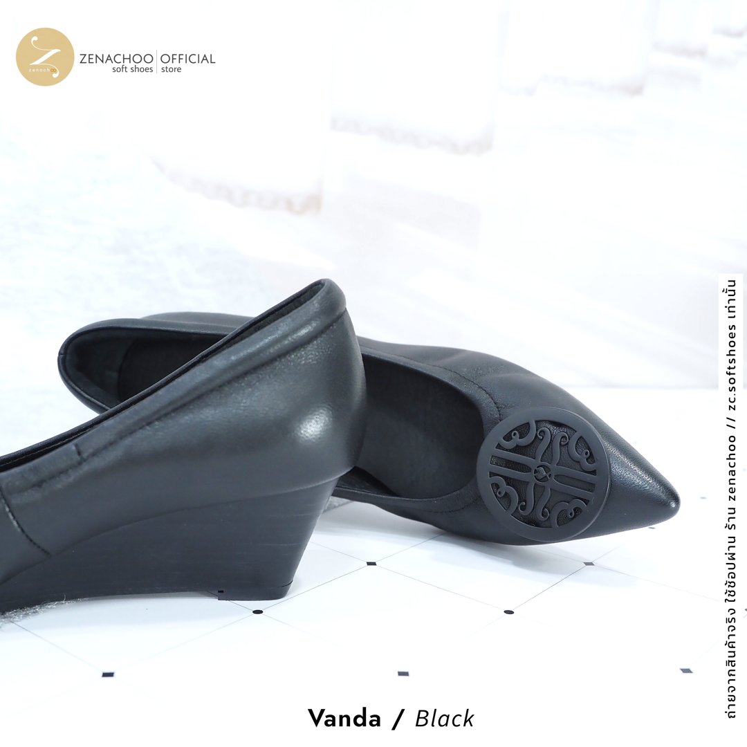 ทรงปกติ เปลี่ยนไซส์ได้-ไม่รับคืน Zenachoo รุ่น Vanda สูง 2 นิ้ว รองเท้าหนังแกะแท้ หนังนิ่ม พื้นนุ่ม