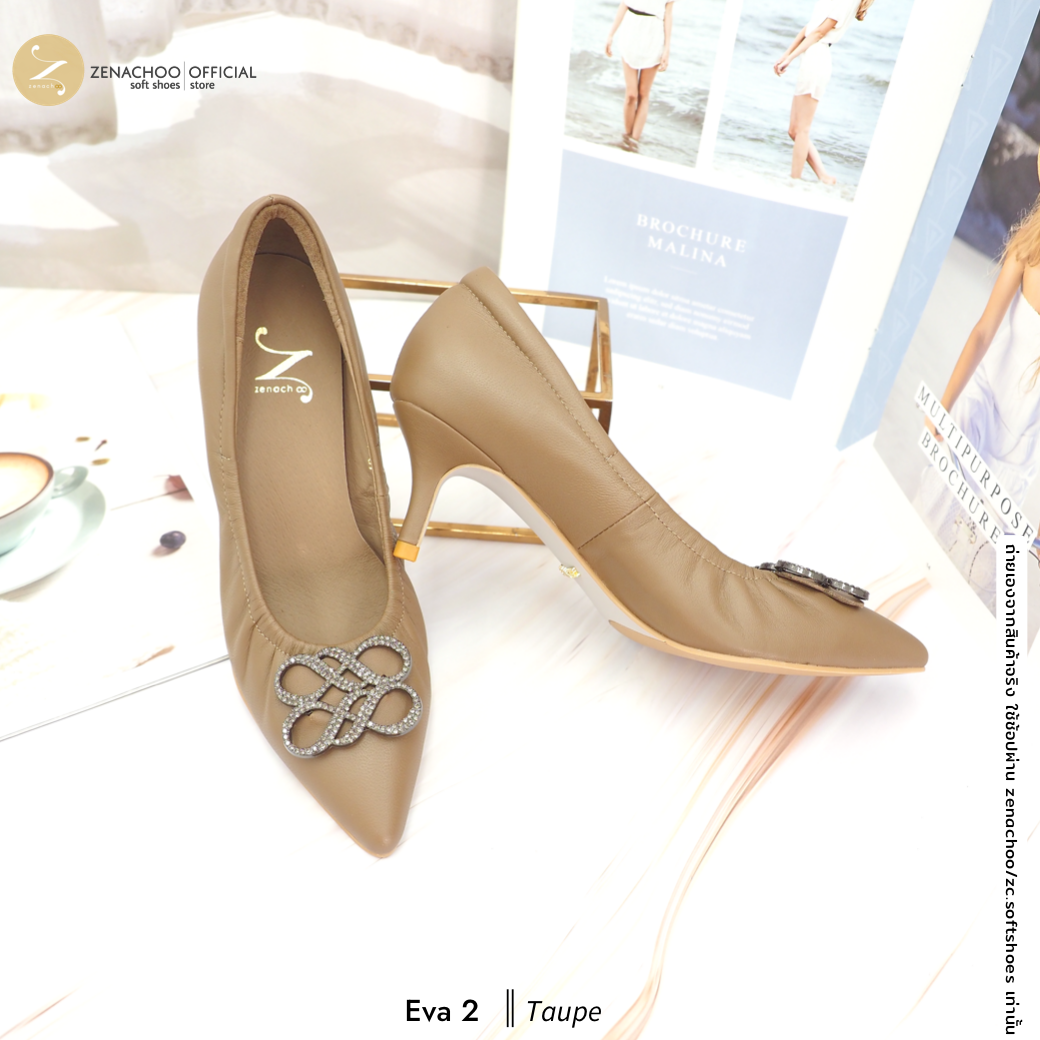 ทรงปกติ ZENACHOO รุ่น Eva2 รองเท้าทำงาน ส้นสูง 2 นิ้ว หัวแหลม หนังแกะนิ่ม ประดับคริสตัล ใส่สบาย เปลี่ยนไซซ์ได้ ไม่รับคืนสินค้าทุกกรณี