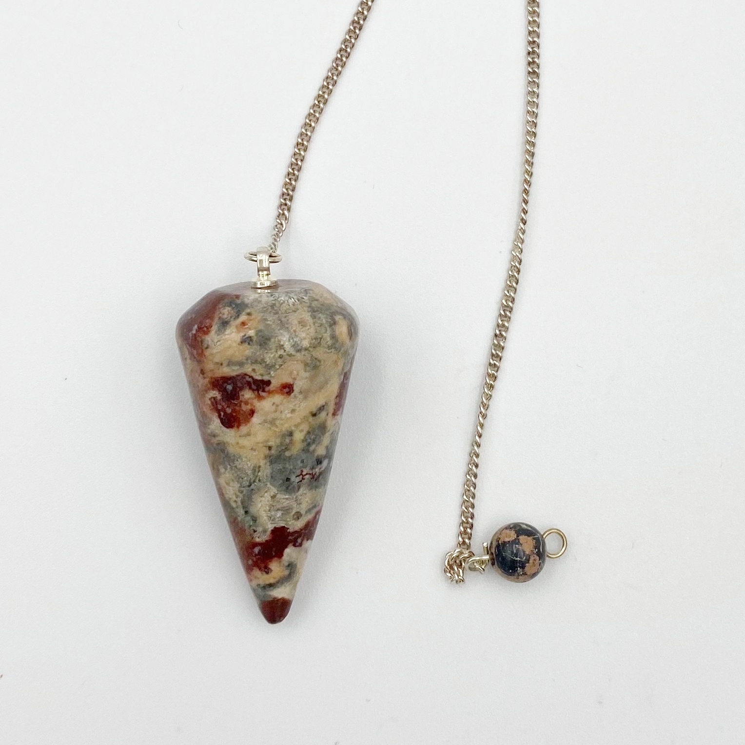 เลพเพิร์ดสกินแจสเปอร์ เพนดูลัม Leopard Skin Jasper Pendulum ขนาด 4x2 cm