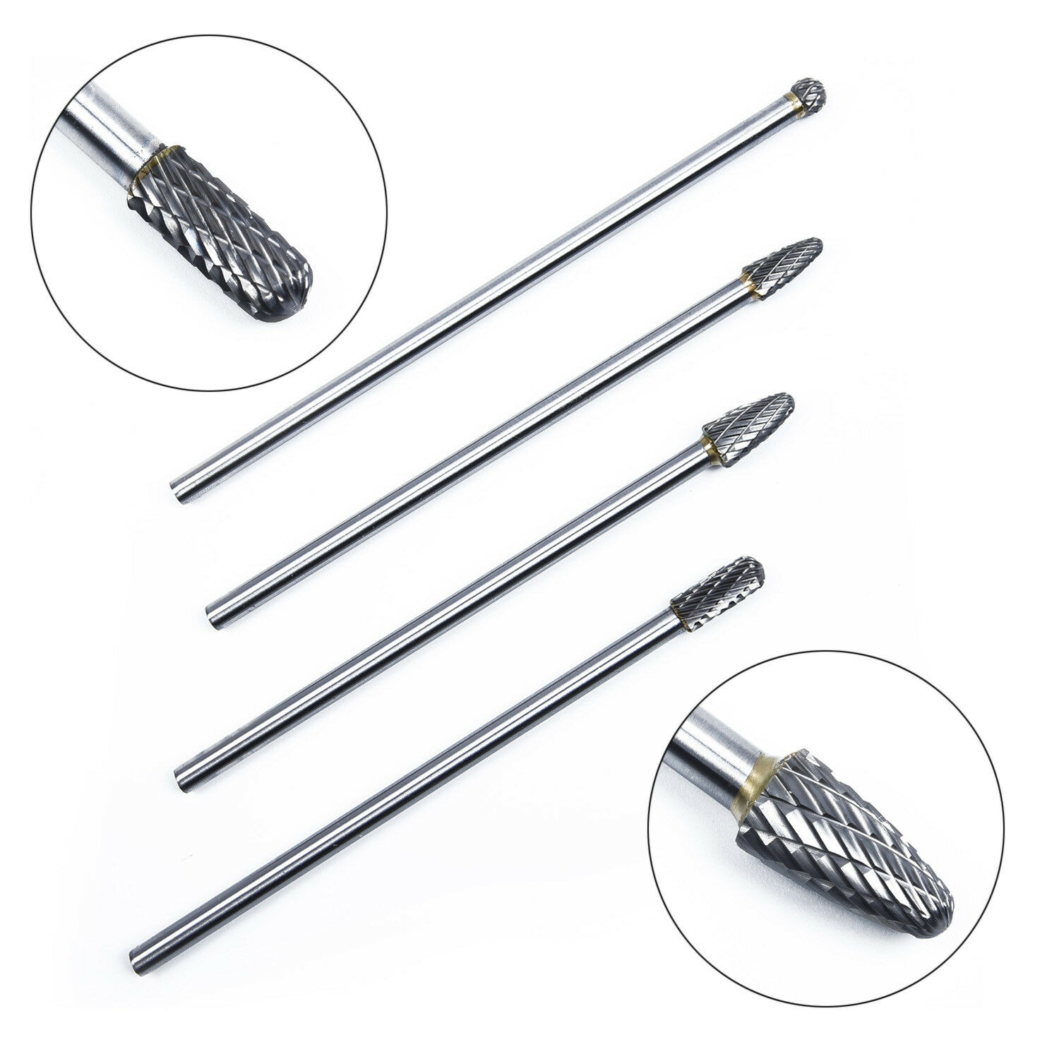 DS08 ชุดดอกเจียรคาร์ไบ 6 มิล แกนยาว สำหรับ เจียรฝาสูบ พอทไอดี หรือที่ลึกๆ ชด 4 ดอก