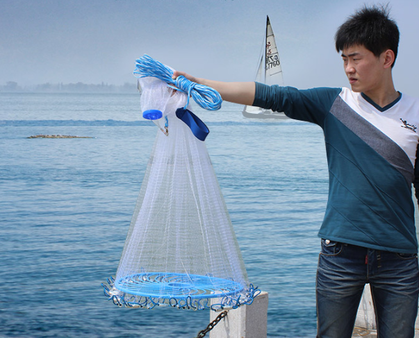 OT26 แหจานบิน แหฝรั่ง ทอดแหไม่เป็นก็ทอดได้ จับปลาๆง่ายๆ ขนาด 300 cm x150 cm