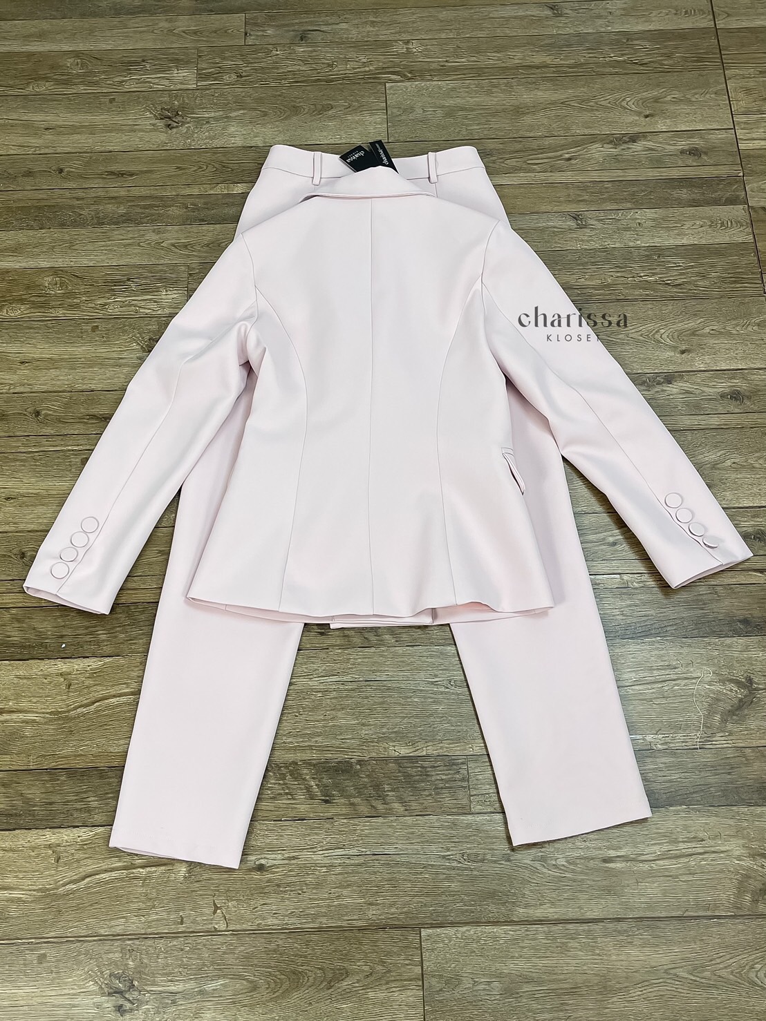 ชุดสูทผู้หญิง เซตสูทขายาวผู้หญิง ชุดสูทสีชมพูพาสเทล