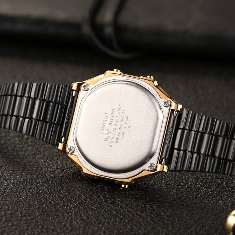 นาฬิกาคาสิโอ Casio Standard Digital Vintage Black-Gold A168WEGB-1B A168WEGB-1