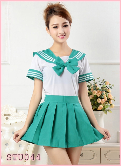 STU044 ชุดนักเรียนญี่ปุ่นเซเลอมูน สีเชียวน่ารัก