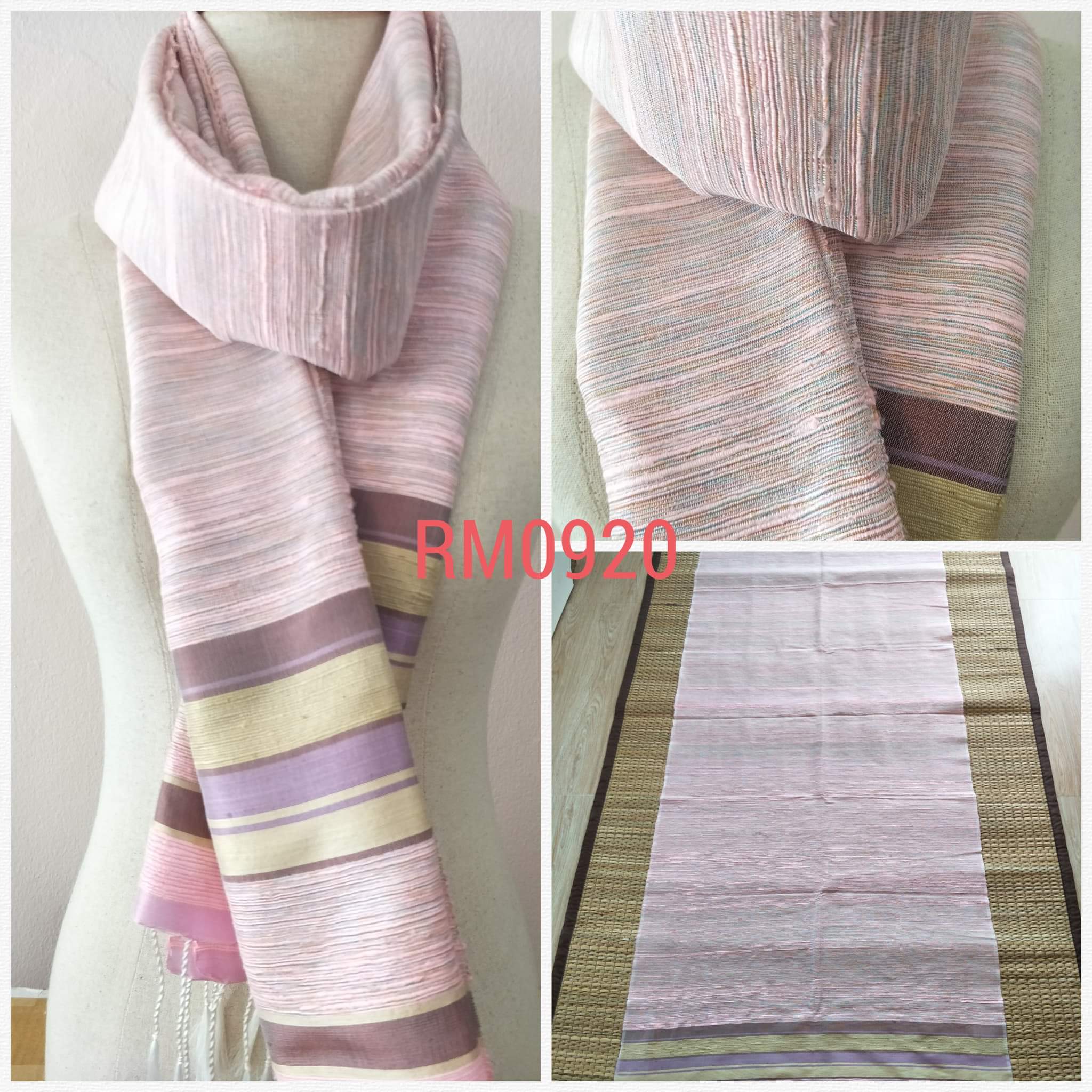 ผ้าคลุมไหล่ ไหมแท้ทอมือ ลายสี่เส้น/สายฝน Thai Silk Hand-woven Shawls