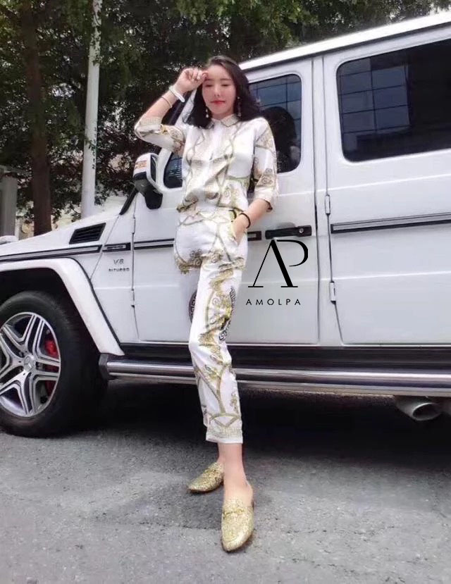 เสื้อ+กางเกง ลายVERSACE ปริ้นลายทั่วตัว ผ้าซิลล์ ลื่นๆเย็นๆ ใส่สบายมากๆ