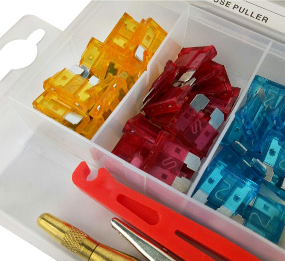 CARE02 ชุดกล่องฟิวส์ก้ามปู 93 ชิ้น + ไขควงวัดไฟ 12-24v