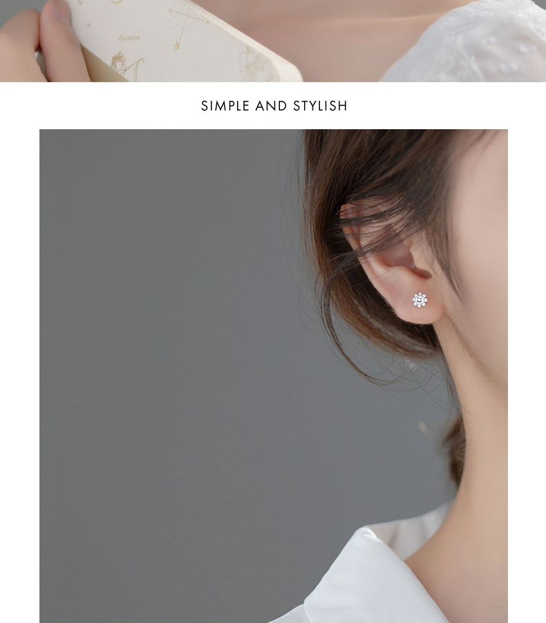 ต่างหูสำหรับผิวแพ้ง่าย เงินแท้ 92.5% Diamond Sun Stud_ES113