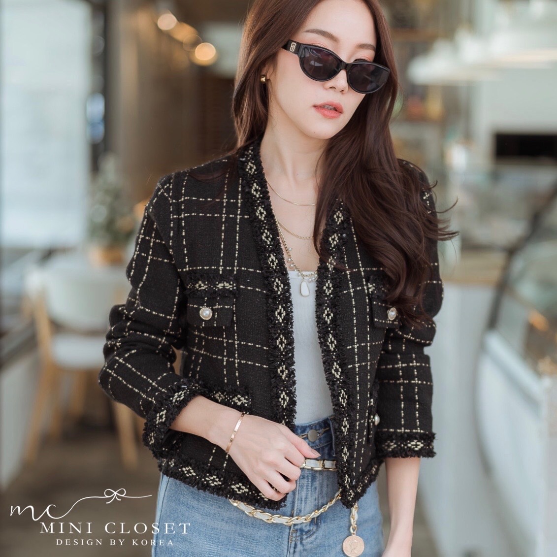 เสื้อคลุมผ้าทวีตเกาหลี ส่งฟรี