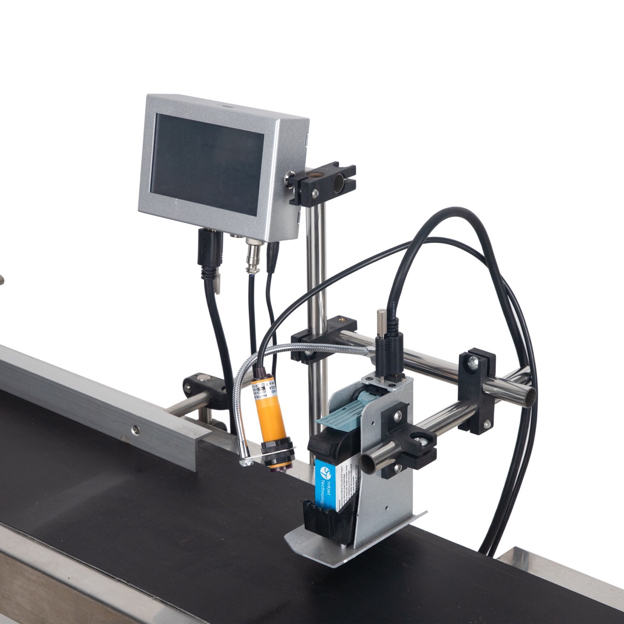 เครื่องพิมพ์วันที่ผลิต วันหมดอายุ แบบตลับหมึก หน้าจอ 5 นิ้ว พร้อม Mini Conveyor