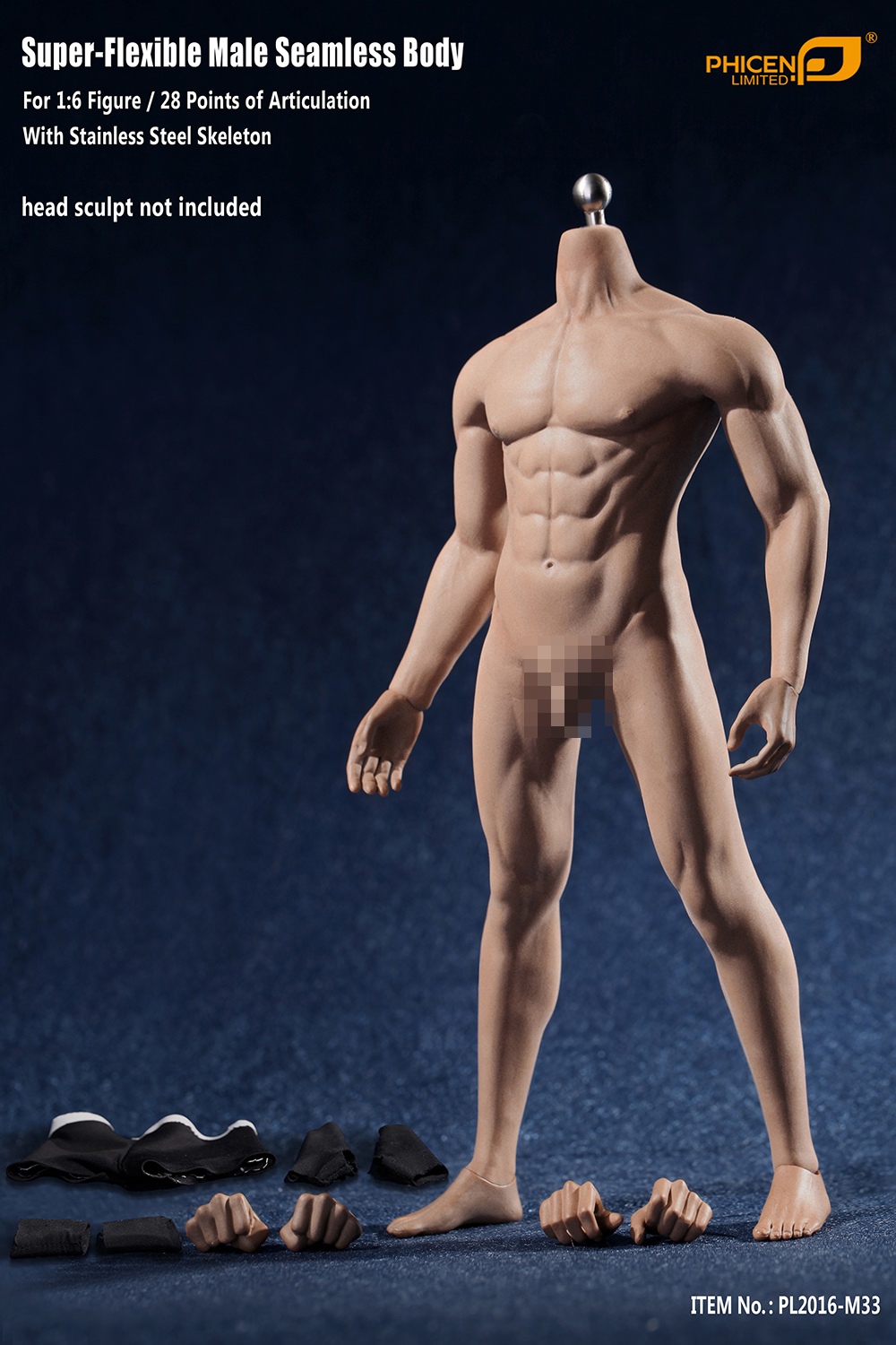 Phicen PL2016-M33 male super flexible seamless body with metal skeleton