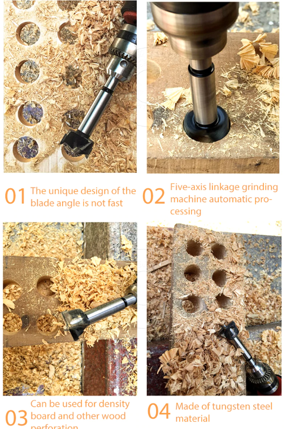 D10 ดอกสว่านคว้านไม้คาร์ไบ Forstner Drill Bits 15-35 มิล ยาว 85 มิล พร้อมกล่องไม้
