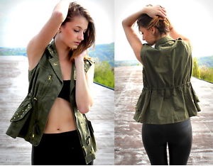 เสื้อกั๊กสีเขียวทหาร แต่งหมุดทองเท่ๆ