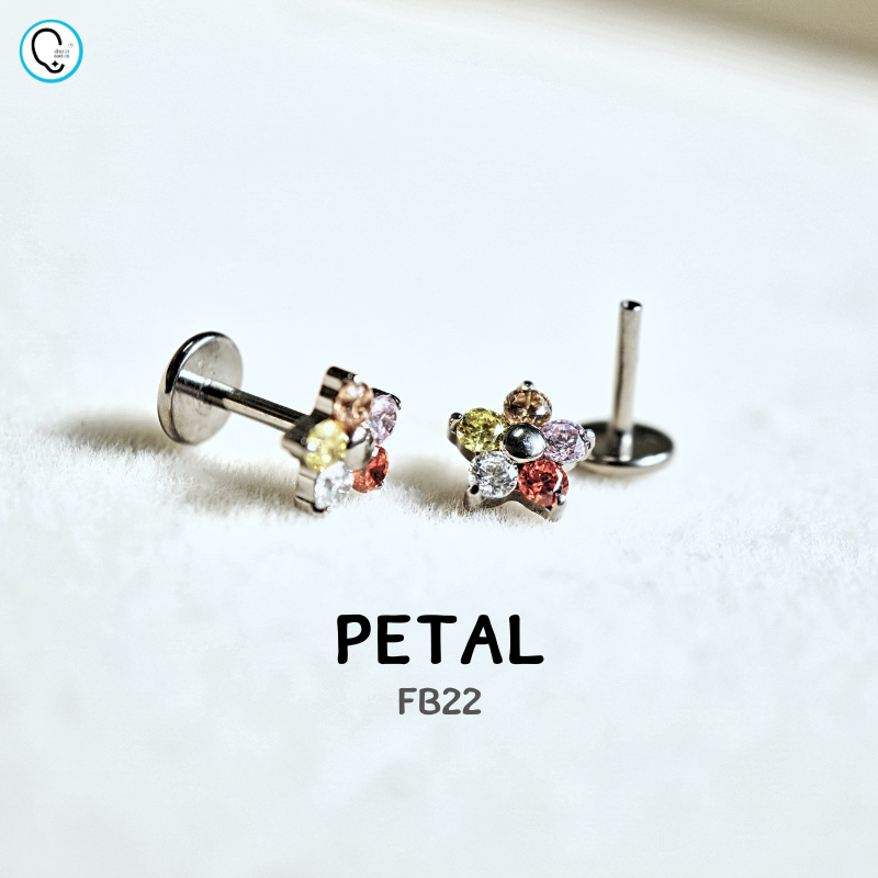 ต่างหูไทเทเนียม 100% แป้นแบนขันน็อต สำหรับผิวแพ้ง่าย ใส่สบายเรียบหลังหู รหัส FB (ราคา/ข้าง)