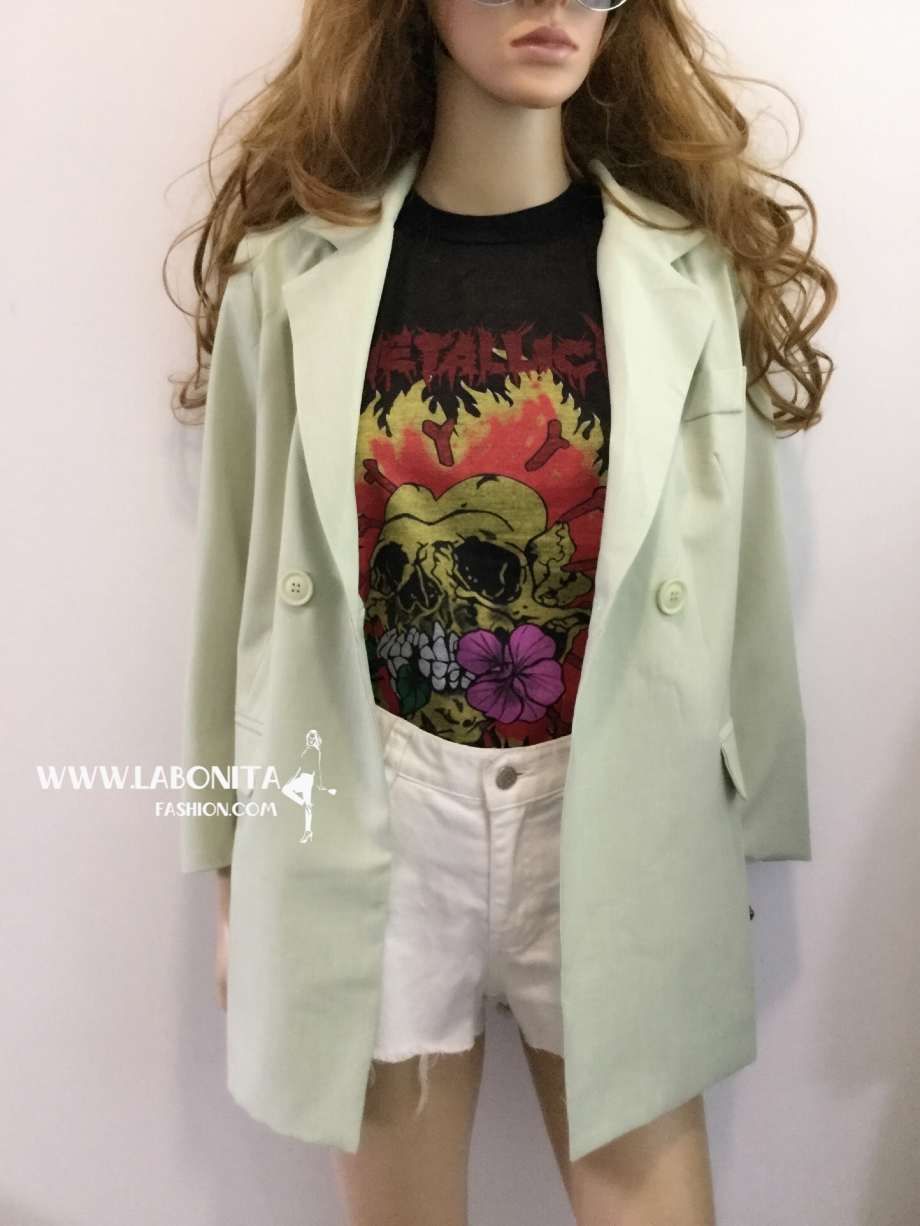 เสื้อสูทเกาหลี สีเขียวมิ้น