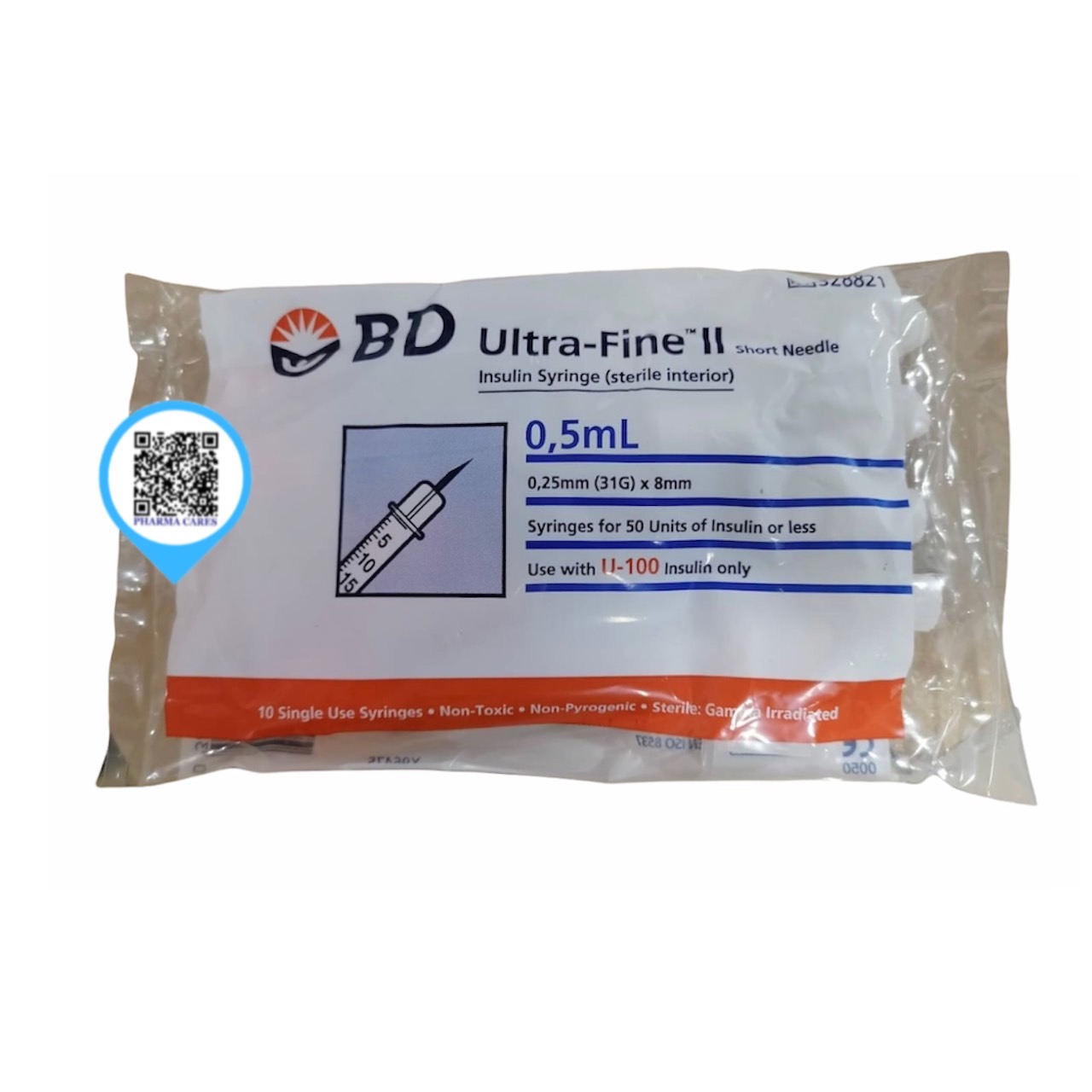 ยกกล่อง BU Ultra-Fine Insulin U-100 Syringe 0.5 ml. + 31G x 8 mm. (แพ็ค10ชิ้น) ส่งฟรี