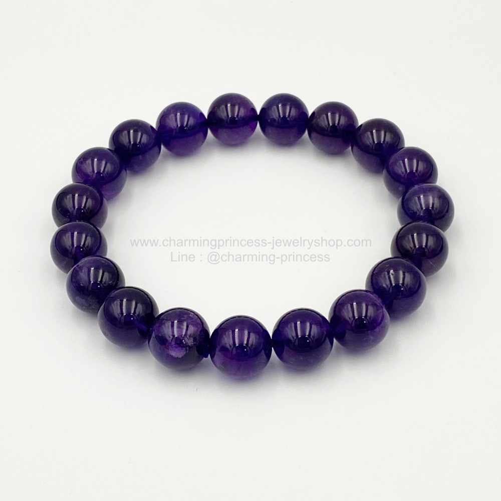 Amethyst อเมทิสต์ 10.5-11 mm AAA ปกป้องคุ้มครอง นำรักแท้มาให้ ขจัดความคิดด้านลบ สยบอารมณ์โกรธ หรือร้าย