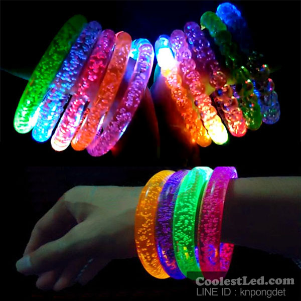 กำไลข้อมือเรืองแสง มีไฟ LED กระพริบ ลายฟองอากาศ แบบเปลี่ยนถ่านได้