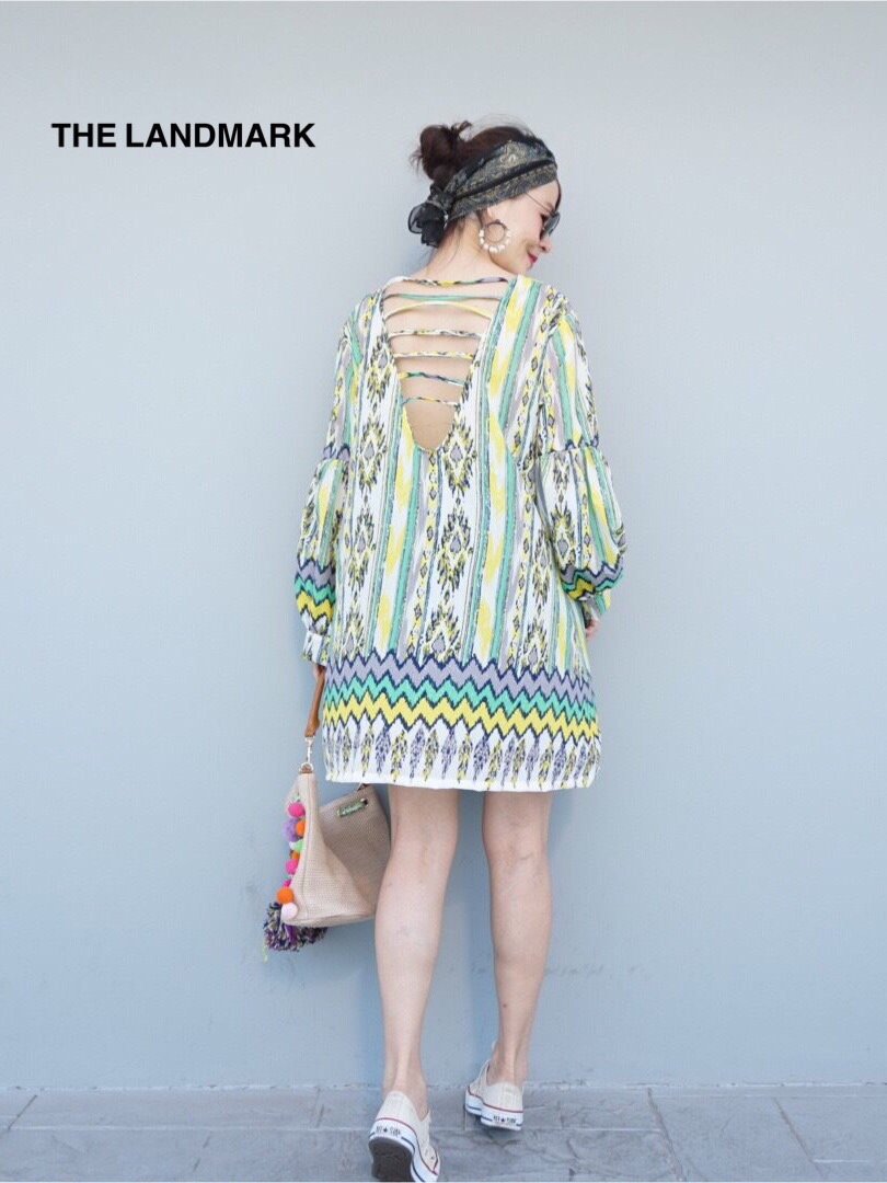 เดรสสไตล์โบฮีเมียน ลายสวย สีสันสดใส ผ้าสปันญี่ปุ่นเนื้อนิ่มบางใส่สบาย