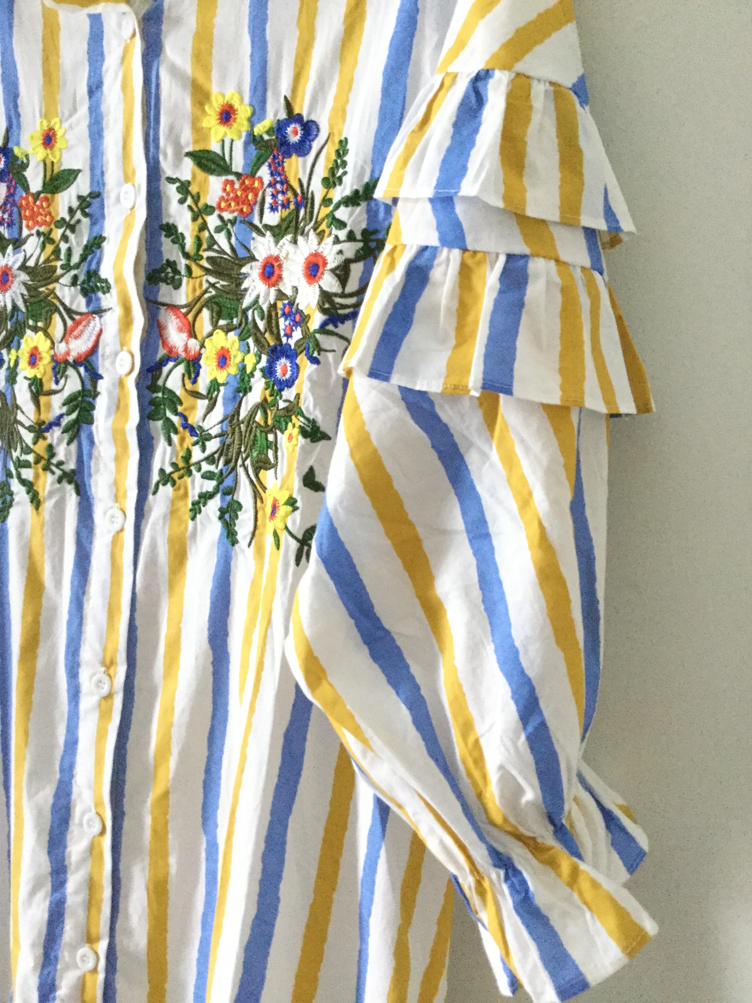 เดรสลายทางปกเชิ้ตปลายเดรสจับจีบระบายน่ารักๆสไตล์สาวเกาหลี