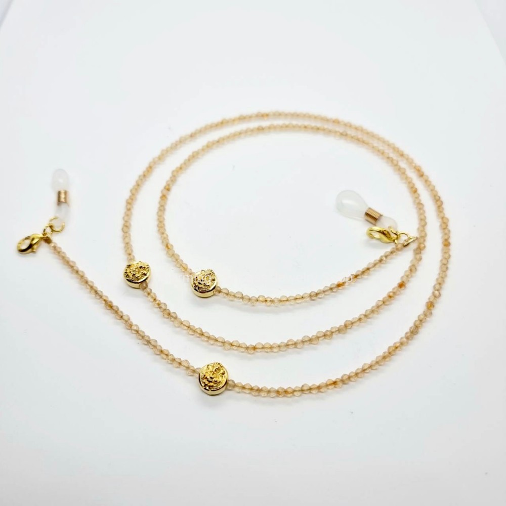 สายคล้องแมส สายคล้องแว่นตา หินนำโชค Citrine ซิทริน ชุดหัวนะโมเสาร์ห้า รุ่นรวยแล้วรวยอีก สร้อยคล้องแมส ( 4in1 ) สายคล้อง mask สายคล้องแว่น สร้อยคอหินนำโชค และยังเป็นเครื่องรางได้อีกด้วย