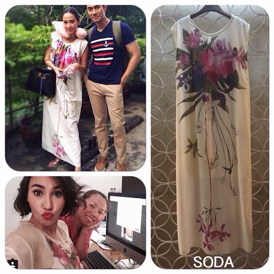 เดรสSODA แบบดารา เดรสตัวยาวพิมพ์ลายดอก
