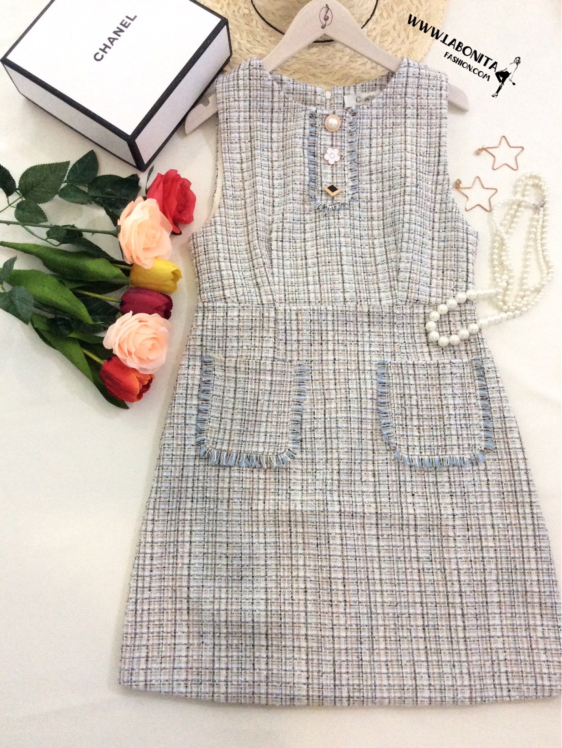 เดรสผ้าทวีตเดรสทรงเอใส่ทำงานใส่ลำลองสวยงานPremium Quality