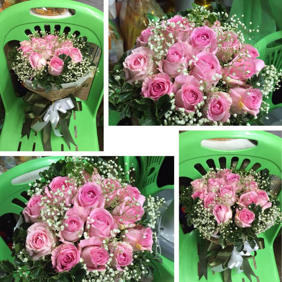 ช่อดอกกุหลาบสด สีชมพู