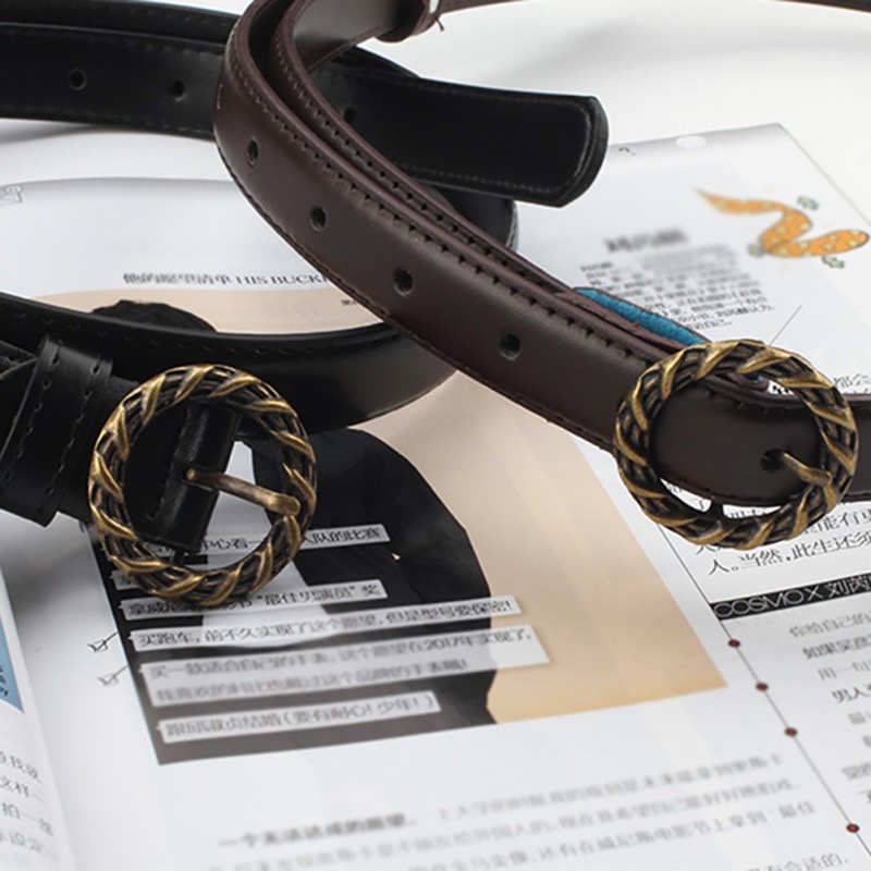 เข็มขัดหนังPU เข็มขัดหัวกลมถักเกลียว