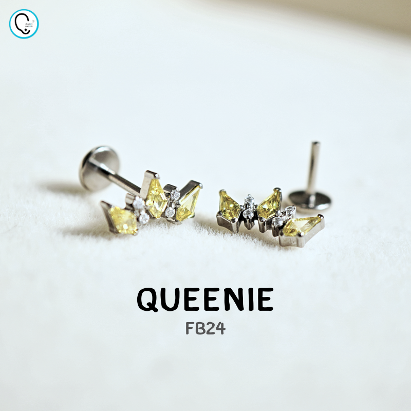 ต่างหูไทเทเนียม 100% แป้นแบนขันน็อต สำหรับผิวแพ้ง่าย ใส่สบายเรียบหลังหู รหัส FB (ราคา/ข้าง)