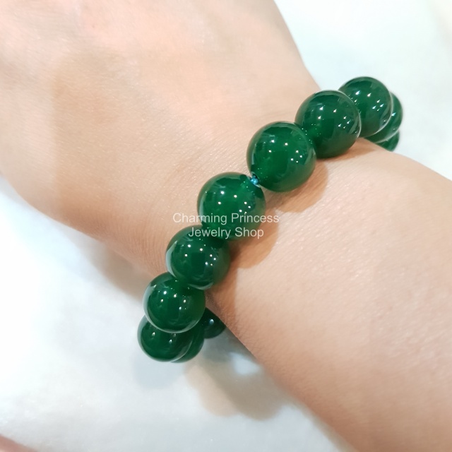 Green Agate อาเกต สีเขียว 12 มม สงบ ผ่อนคลาย ความร่ำรวย และ มีพลัง