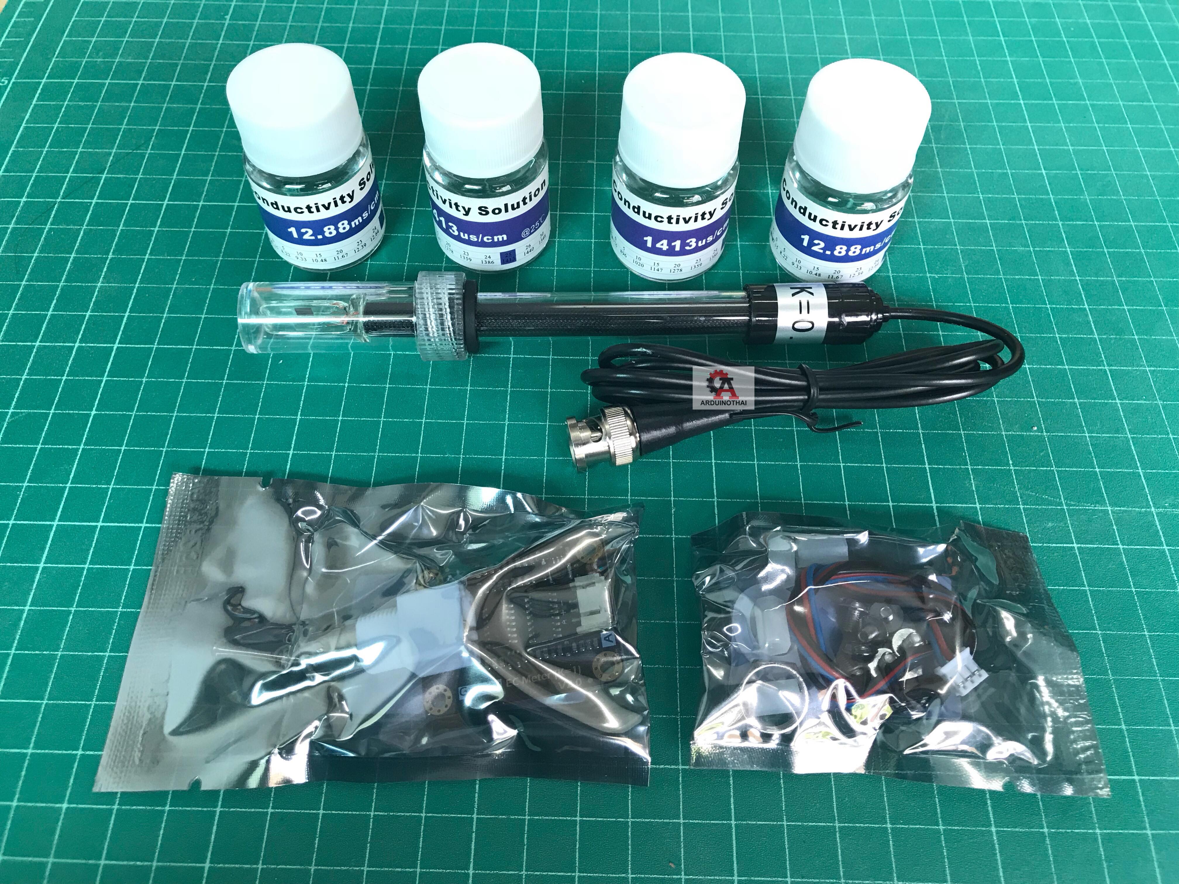 เซนเซอร์วัดค่าการนำไฟฟ้าของน้ำสารละลาย Analog Electrical Conductivity Sensor EC sensor สต็อกไทยส่งไว