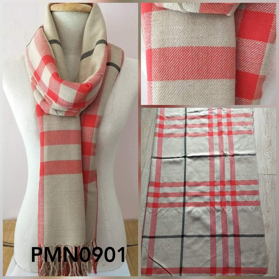 ผ้าพันคอ ผ้าคลุมไหล่ PASHMINA ลายบูลเบอรี่