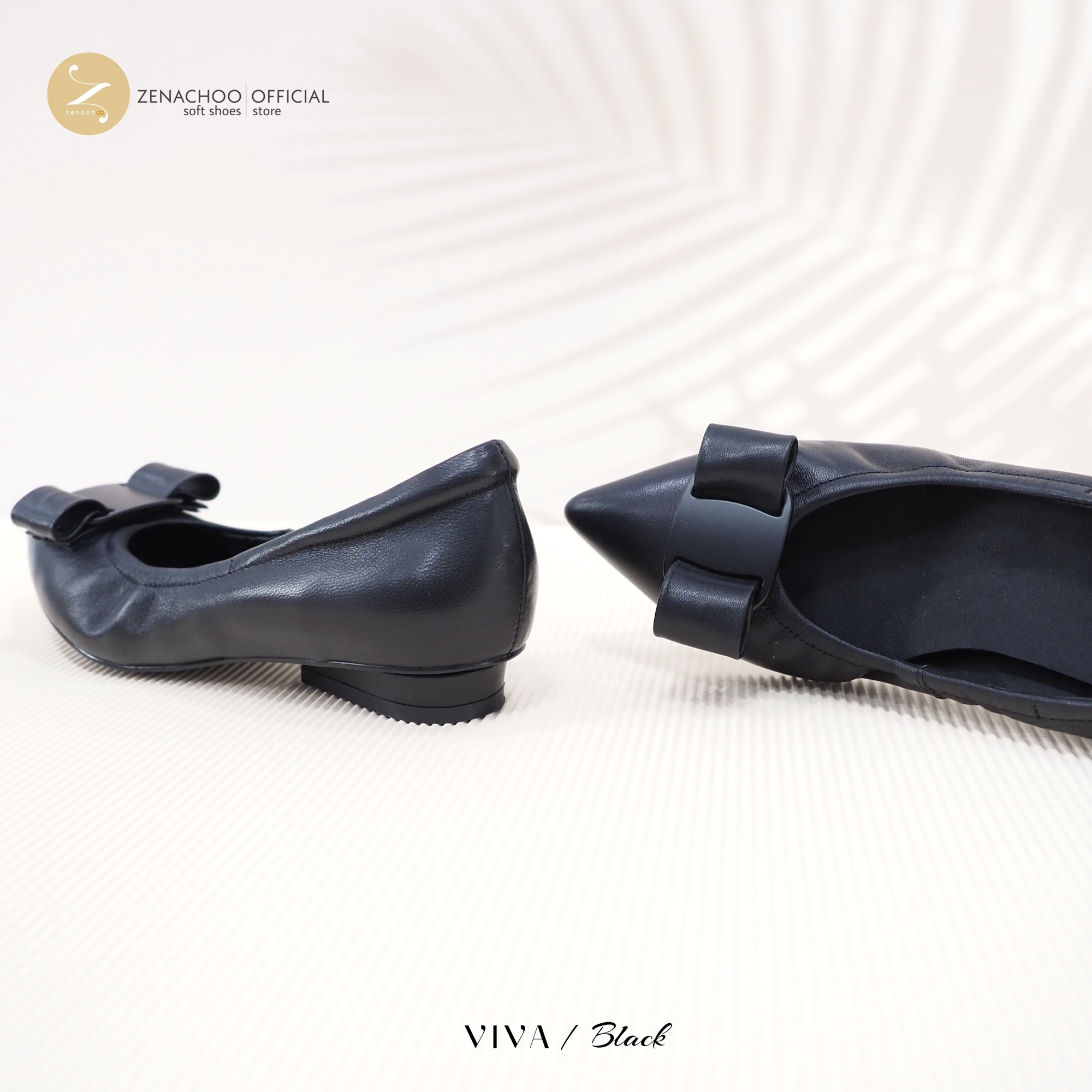 หน้าเท้ากว้างเพิ่ม 1 ไซส์ สินค้าลดราคา ไม่รับเปลี่ยน-คืน ทุกกรณึ Zenachoo รุ่น Viva สูง 0.8 นิ้ว รองเท้าหนังแกะแท้