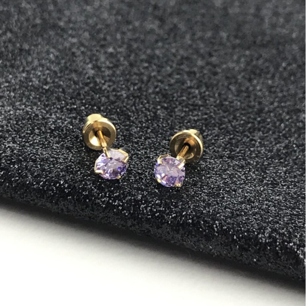 (ส่งฟรี!) ต่างหูสำหรับผิวแพ้ง่ายแป้นตัน สแตนเลสเกรดการแพทย์ ปลอดภัย100% Lavender สีลาเวนเดอร์น่ารักๆ