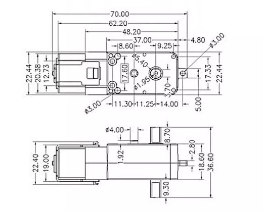 MO55 มอเตอร์เกียร์ 3-12 V 110 รอบ แรงบิดสูงสำหรับ DIY