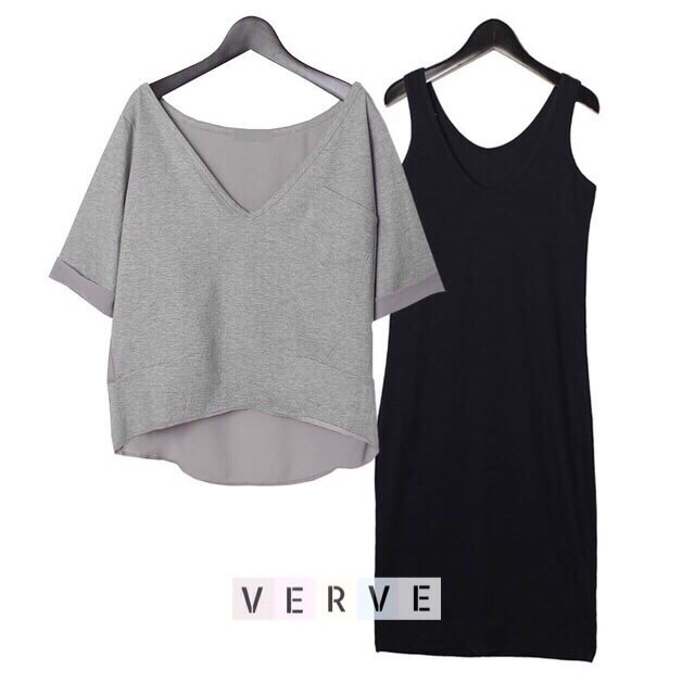 Set เดรสกล้าม+เสื้อoversize ด้านหลังตัดต่อชีฟองใส่สบายได้ทุกโอกาส