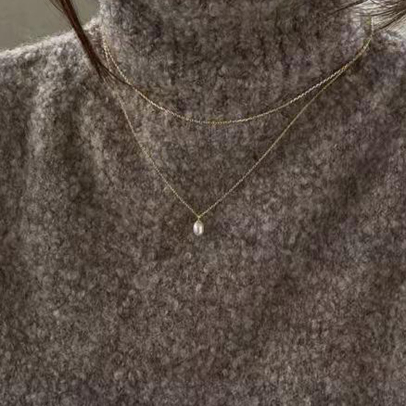 “เช็คสินค้าทัก line ก่อนโอนนะคะ”สร้อยคอสำหรับผิวแพ้ง่าย Unos สองเส้นในเส้นเดียว ประดับมุก_NT353C