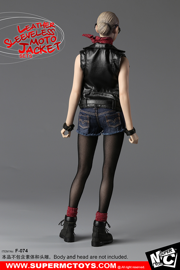 SuperMCTOYS F-074 Leather Sleeveless Moto Jacket Sets