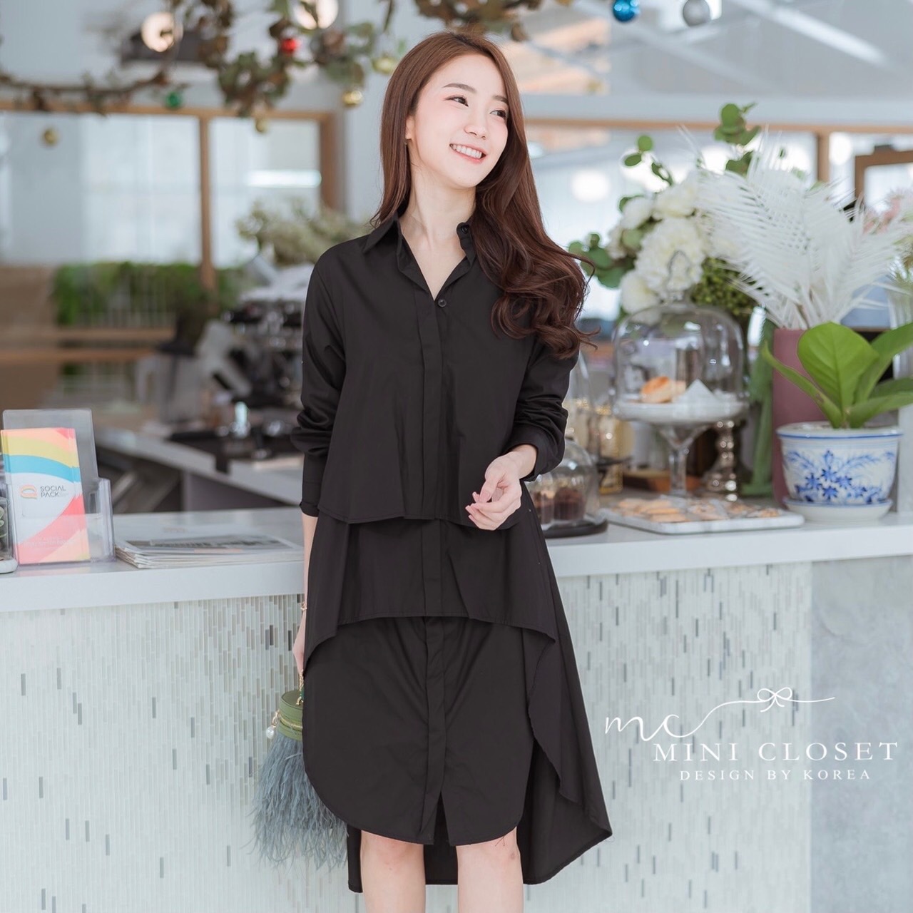 เดรสเชิ้ตแขนยาว เดรสทรงปล่อยใส่ได้ทุกโอกาส